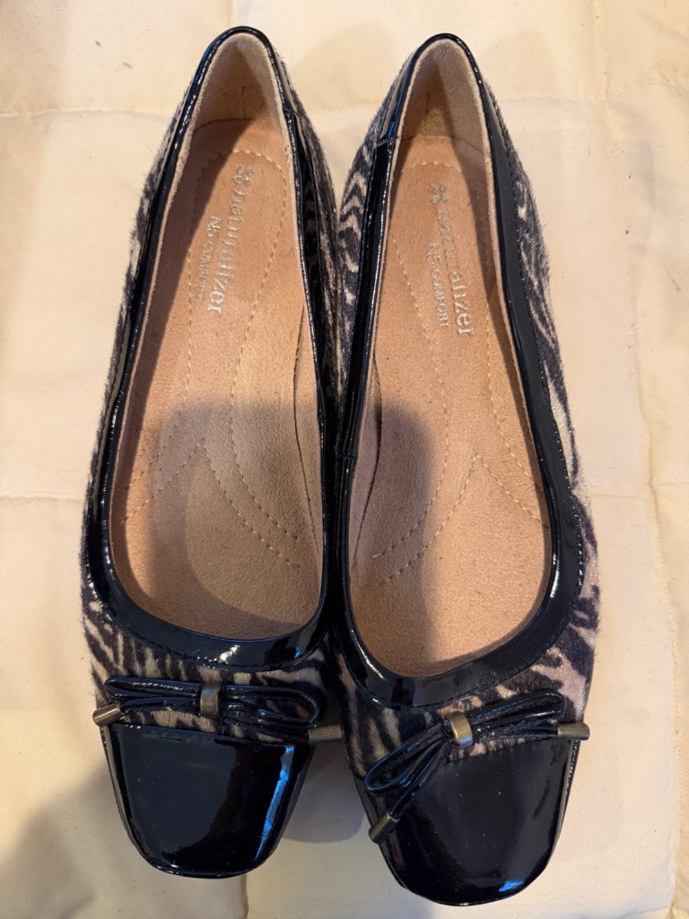 Naturalizer Black Patent & Zebra-Print Ballet Flats